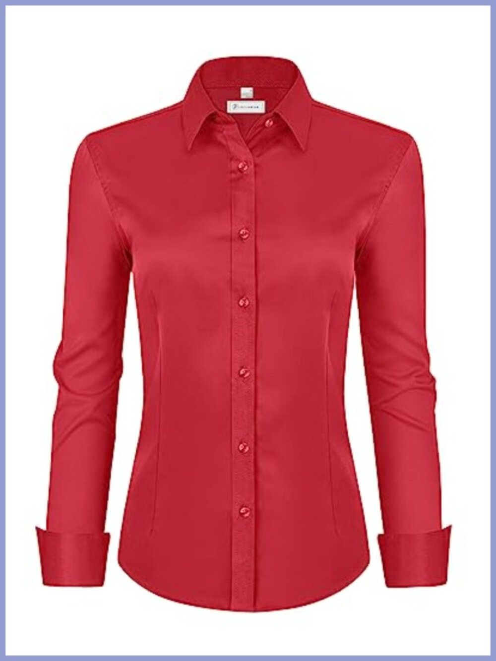 Women's Classic Fit Long Sleeve Button Down Wrinkle-Free Stretch Work Blouse